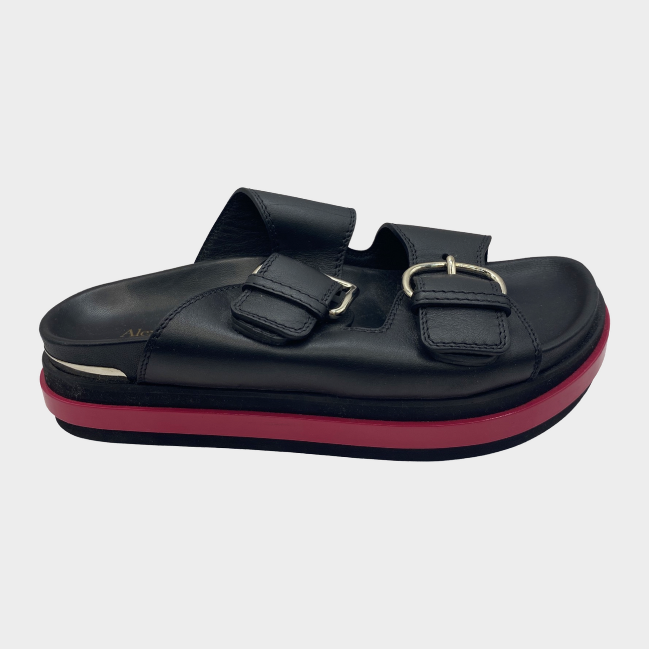 サンダル・ミュール alexander mcqueen Black leather Wave slippers Alexander McQueen Slides Size 39 EU
