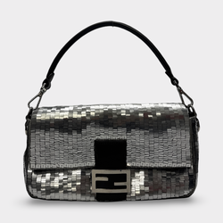 Fendi Women's Silver Sequins Baguette Bag