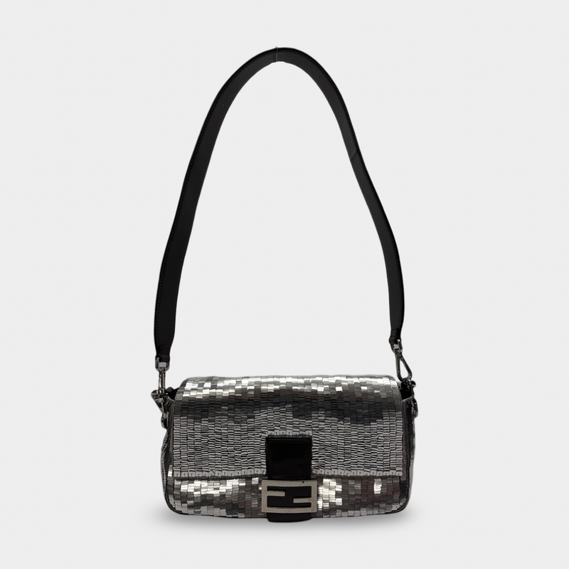 Fendi Women's Silver Sequins Baguette Bag