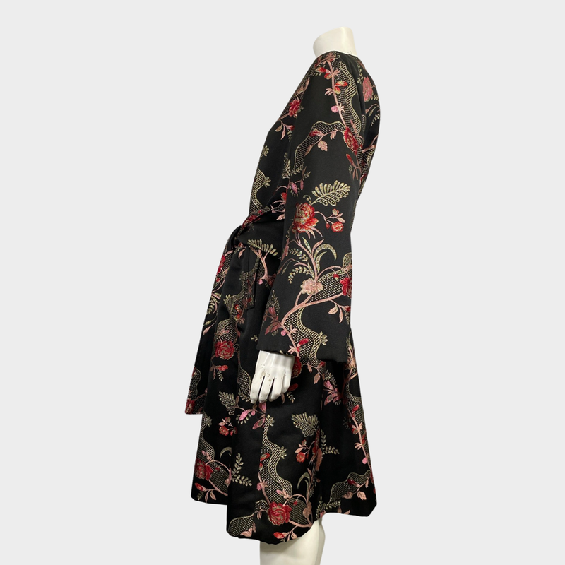 Dolce&Gabbana women's black floral polyester coat with belt