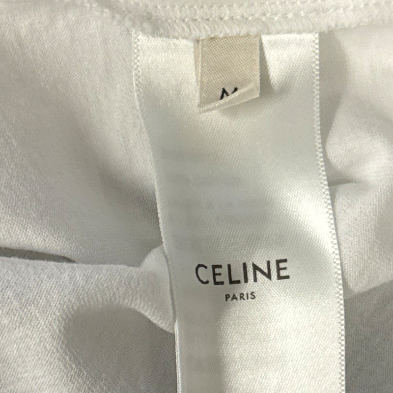 Celine Women's White cotton T-Shirt with gold logo