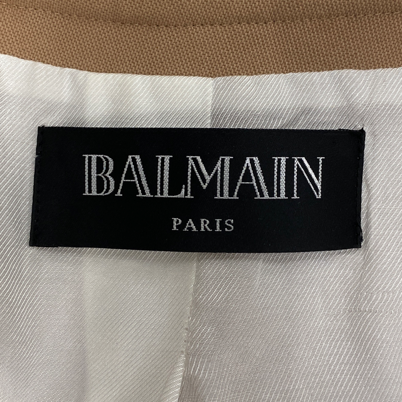 Balmain women's beige cotton cropped jacket with gold buttons