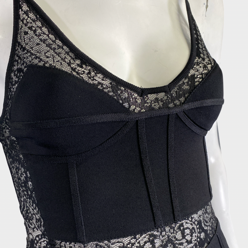 Balmain black lace and elastane bustier dress