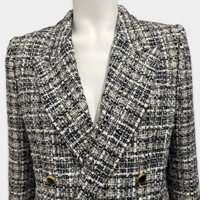 Alessandra Rich Women's Black and White Tweed Blazer and Skirt Set