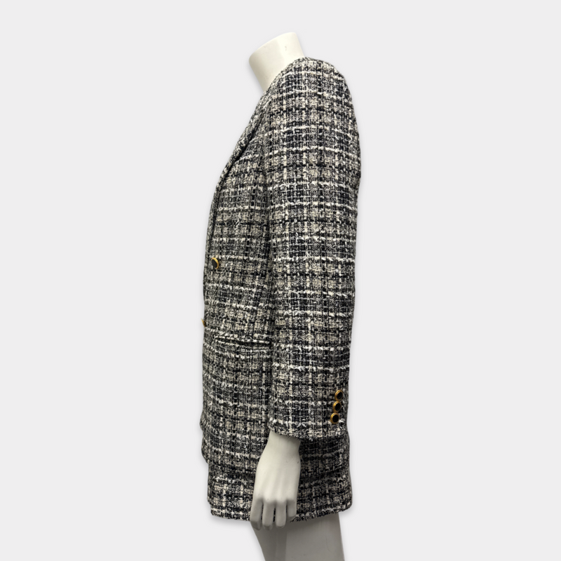 Alessandra Rich Women's Black and White Tweed Blazer and Skirt Set
