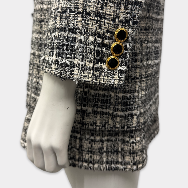 Alessandra Rich Women's Black and White Tweed Blazer and Skirt Set