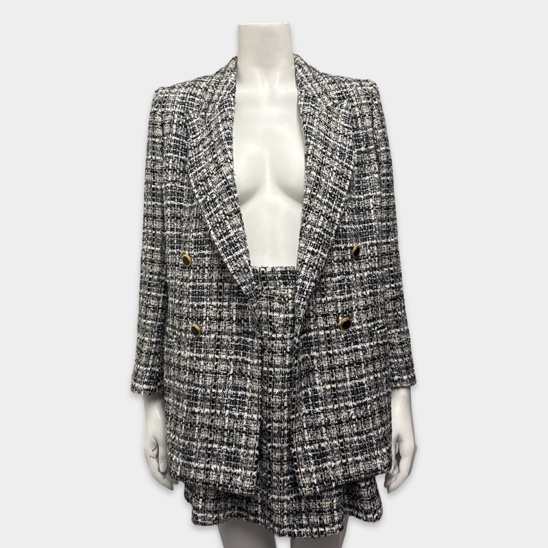 Alessandra Rich Women's Black and White Tweed Blazer and Skirt Set