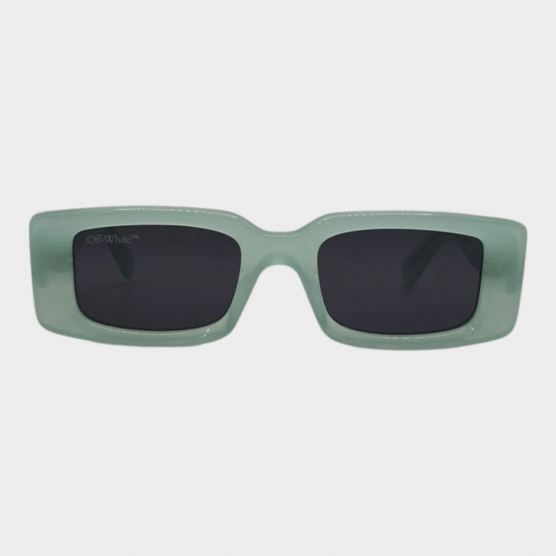 Off White women's mint and white rectangle sunglasses