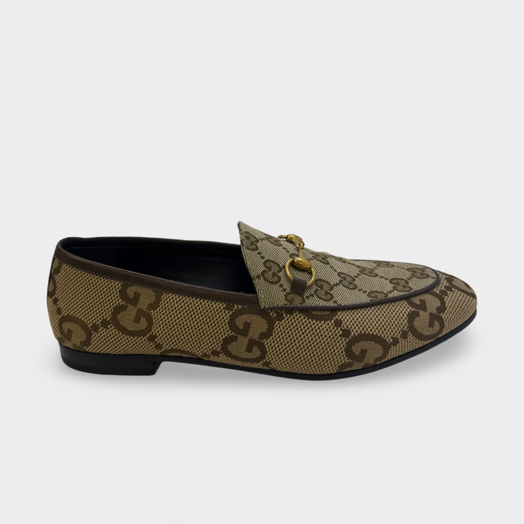 Gucci Women's Jordaan Beige and Brown Loafers – Loop Generation