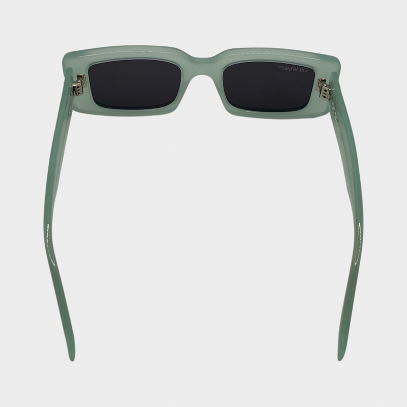 Off White women's mint and white rectangle sunglasses