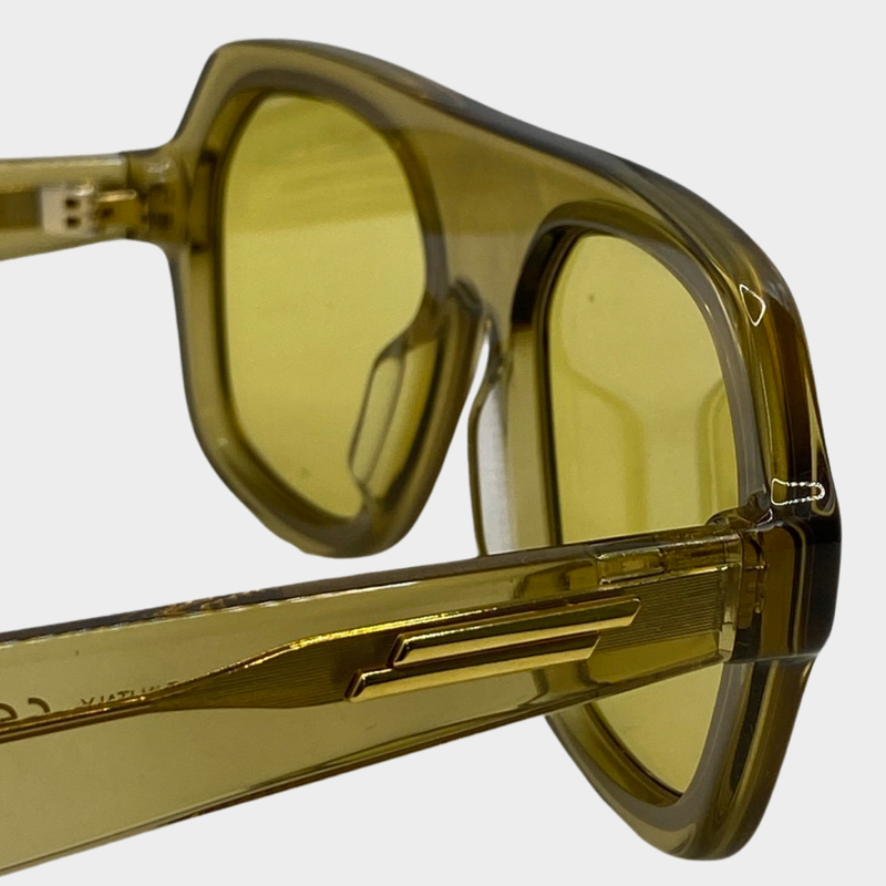 Bottega Veneta women's brown clear gold detail sunglasses