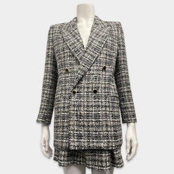 Alessandra Rich Women's Black and White Tweed Blazer and Skirt Set