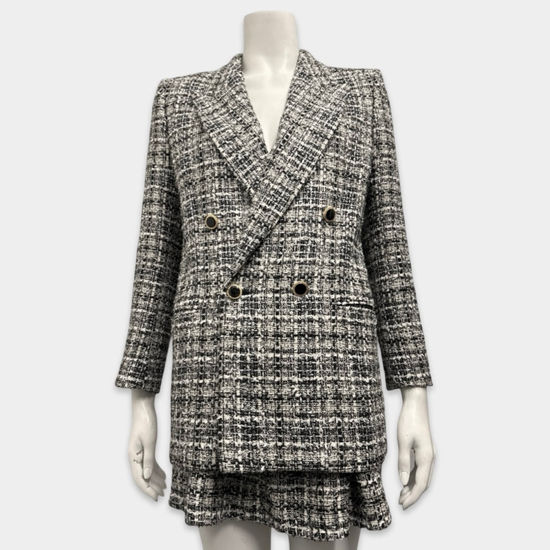 Alessandra Rich Women's Black and White Tweed Blazer and Skirt Set
