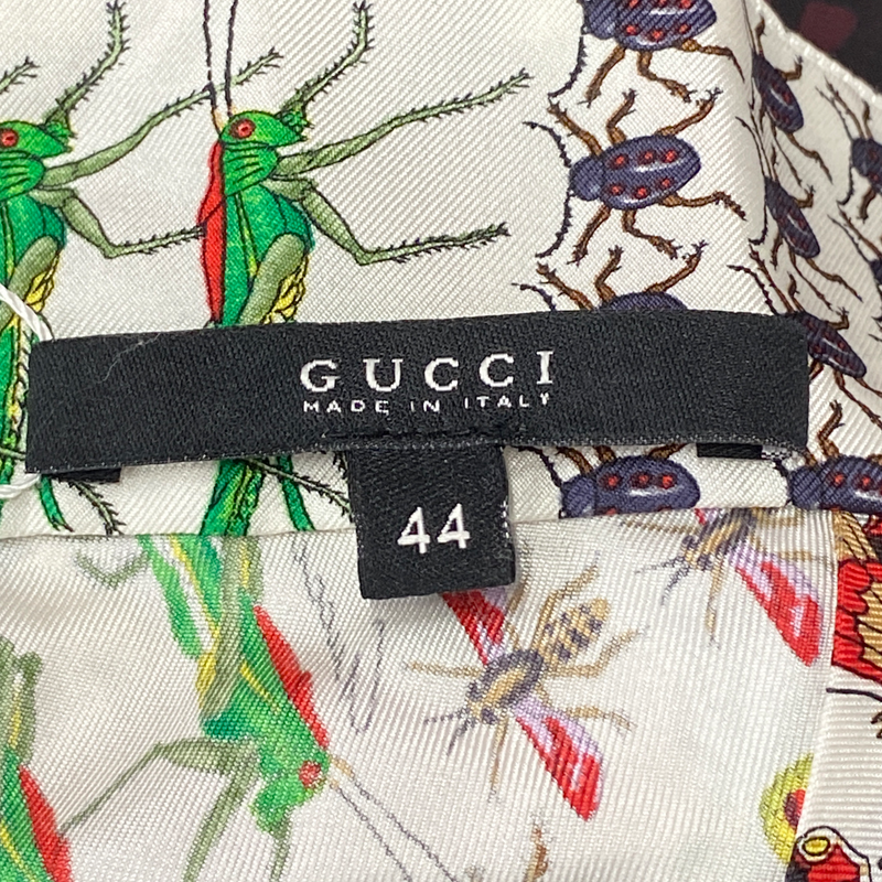 Gucci women's white butterfly print silk blouse