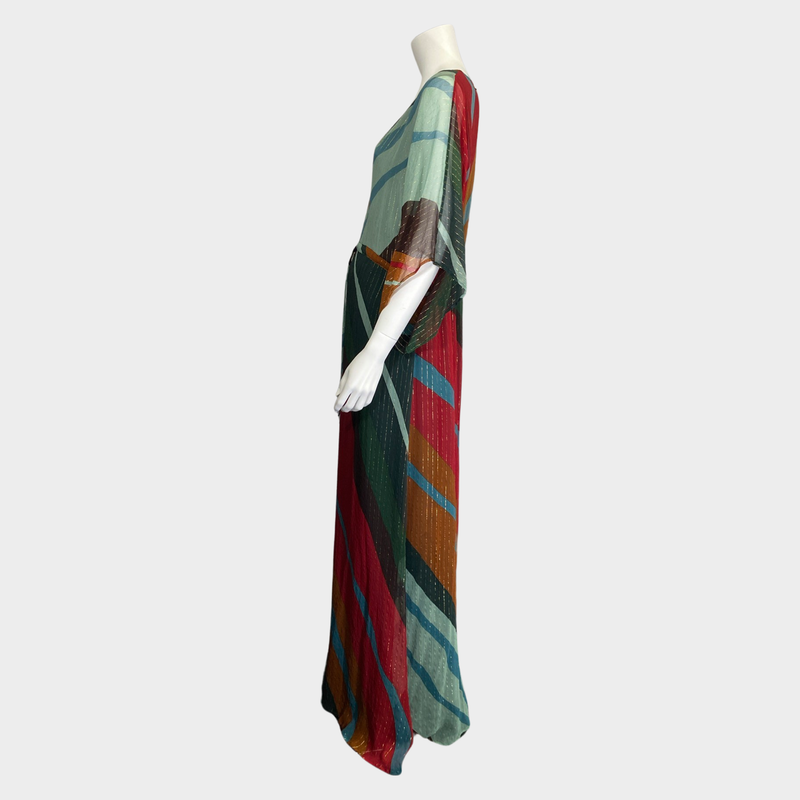 Dehla women's multicoloured and metallic silk kaftan