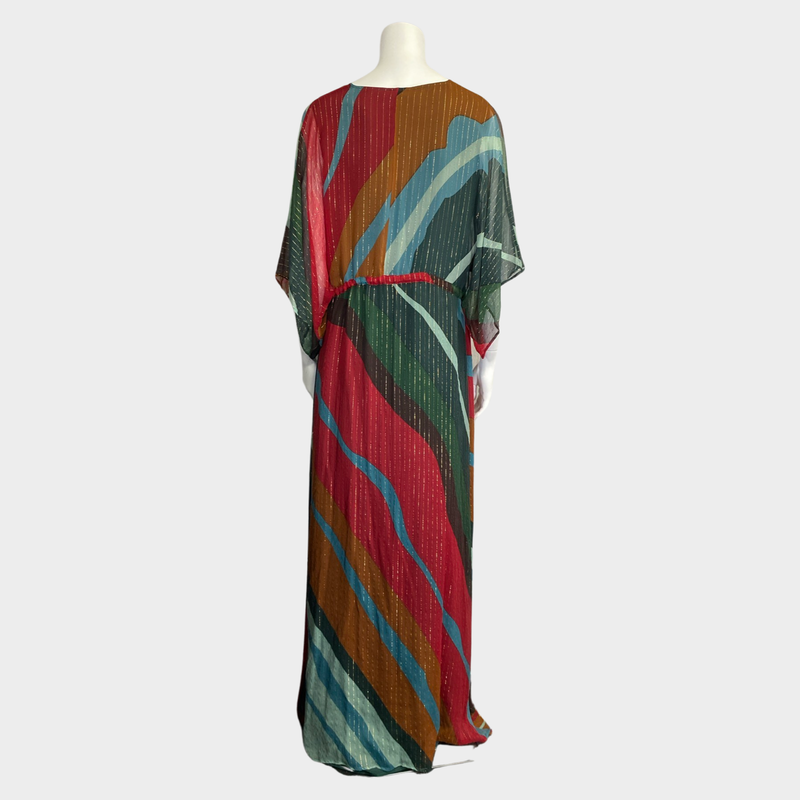 Dehla women's multicoloured and metallic silk kaftan