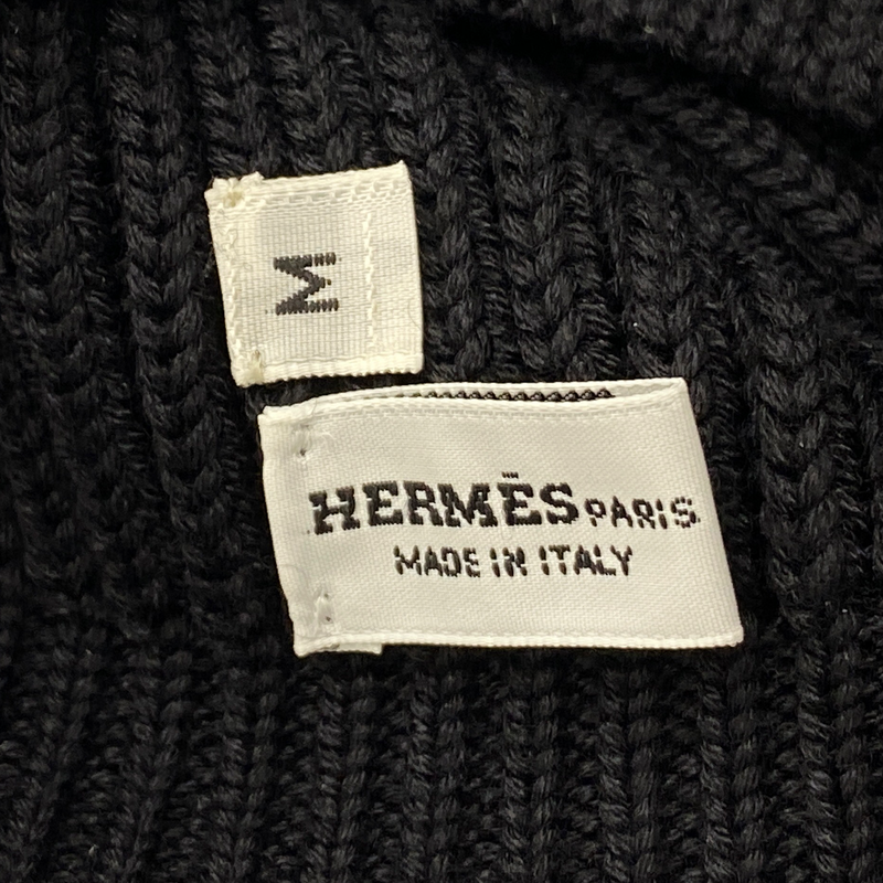 Hermes women's black wool and silk hat and scarf