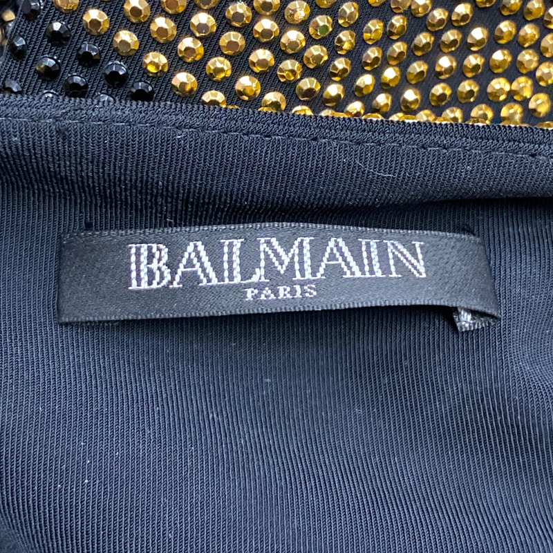 Balmain women's black and gold sequin viscose sleeveless top