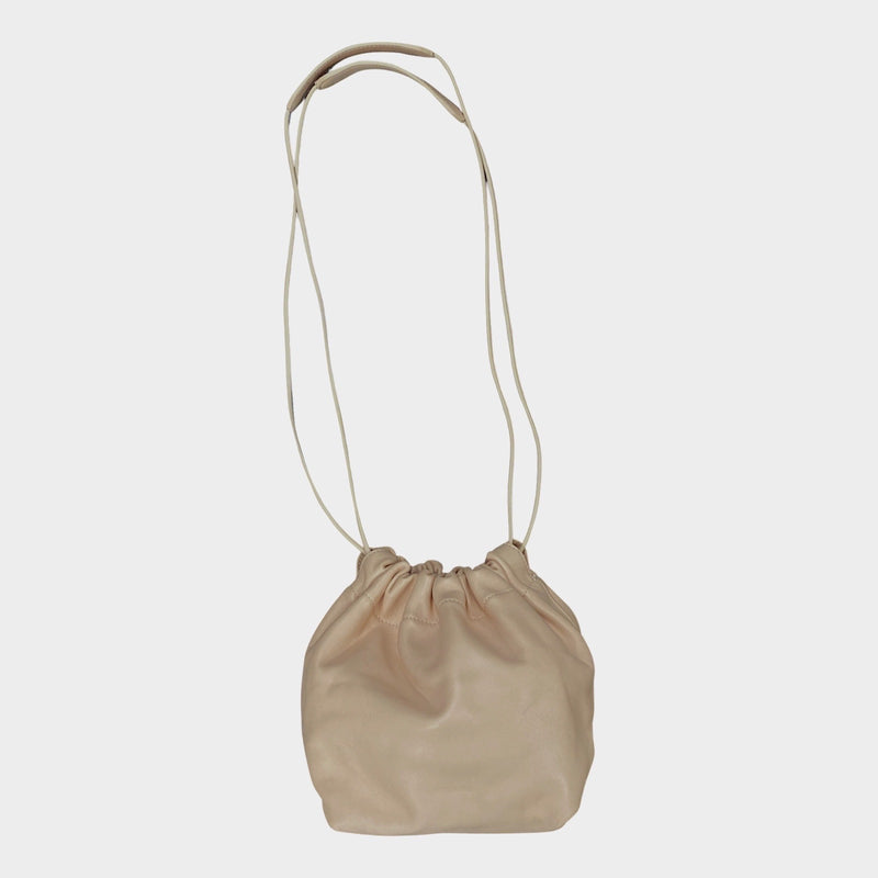 Jil Sander women's peach pink leather drawstring-fastening shoulder handbag