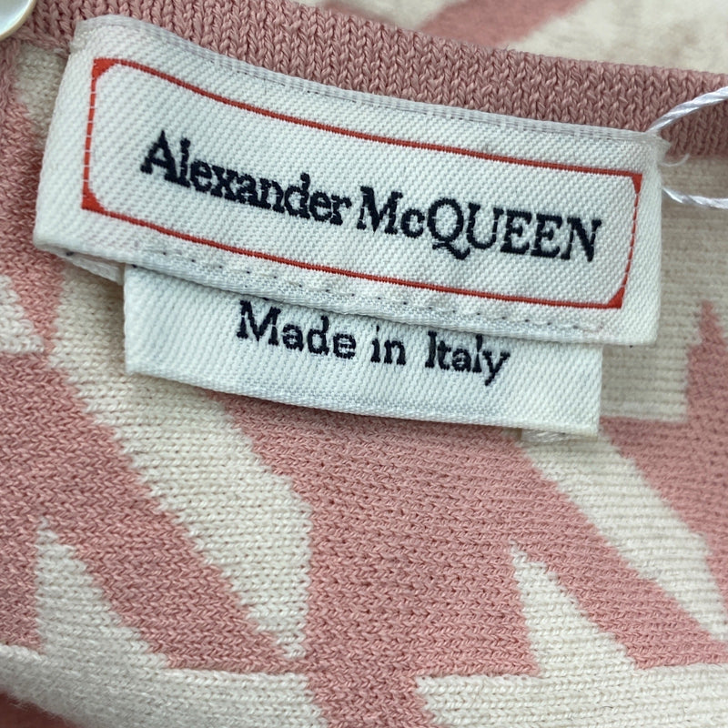 Alexander McQueen pink and ecru houndstooth print jacquard dress