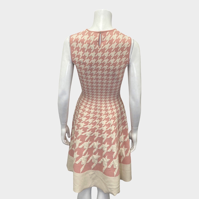 Alexander McQueen pink and ecru houndstooth print jacquard dress
