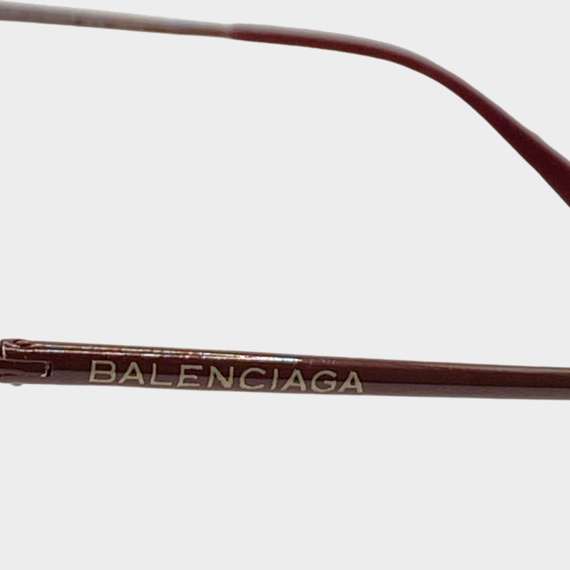 Balenciaga women's burgundy and gold aviator sunglasses