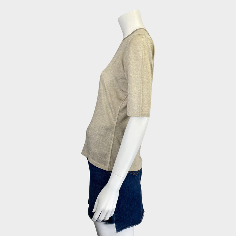 Hermes women's beige silk knitted top