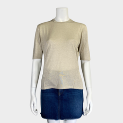 Hermes women's beige silk knitted top