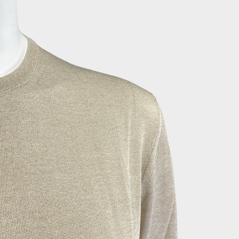 Hermes women's beige silk knitted top
