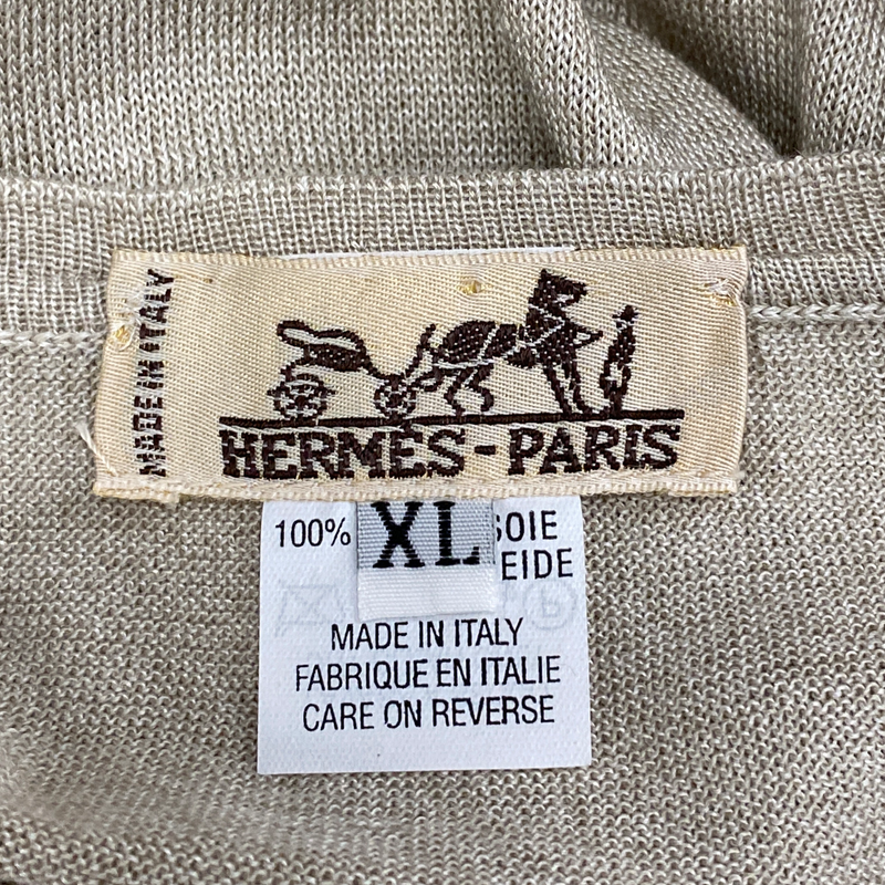 Hermes women's beige silk knitted top
