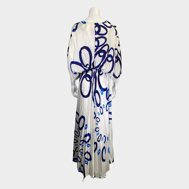 Themis Z white and blue silk Thalasso maxi dress with belt