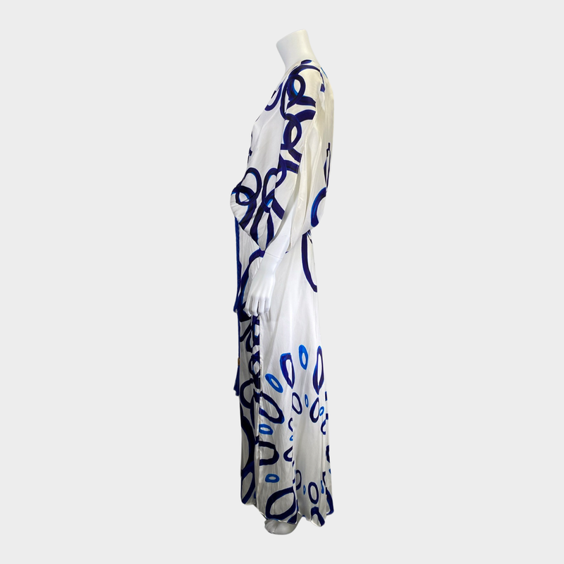 Themis Z white and blue silk Thalasso maxi dress with belt