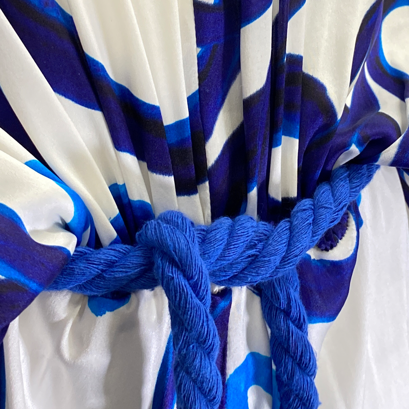 Themis Z white and blue silk Thalasso maxi dress with belt