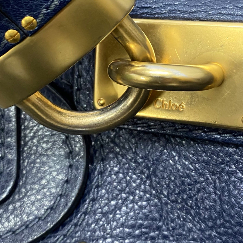 Chloe women's navy leather large tote handbag with with padlock detail