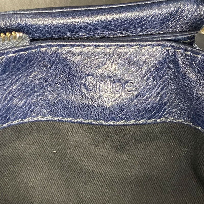 Chloe women's navy leather large tote handbag with with padlock detail