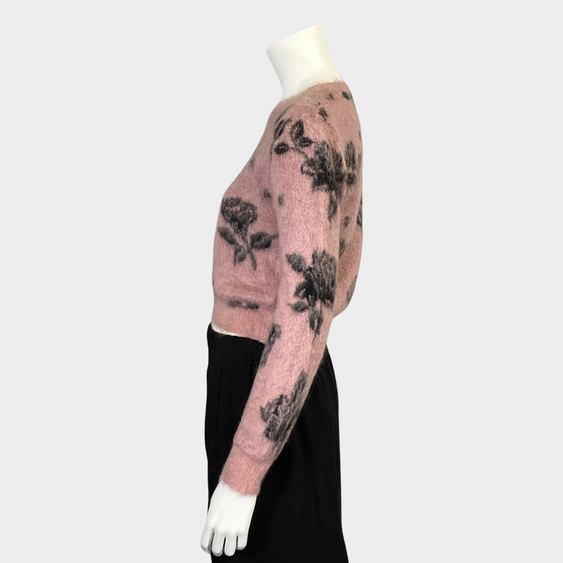 Red Valentino women's pink knit jumper with black floral print