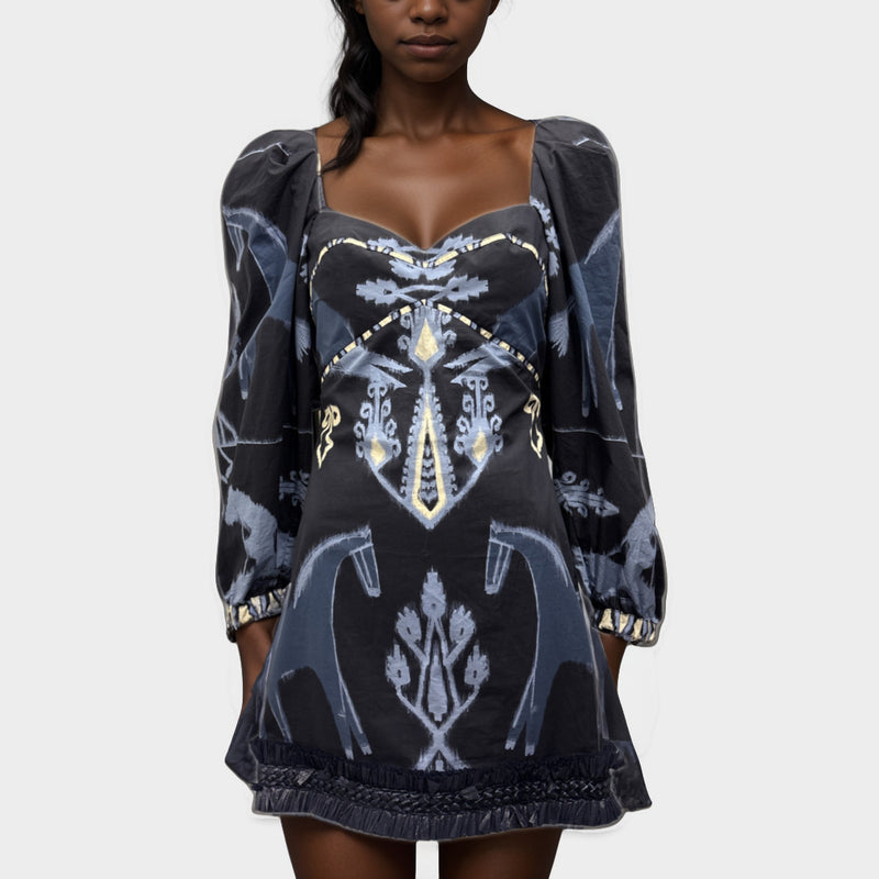 Johanna Ortiz blue cotton mini dress