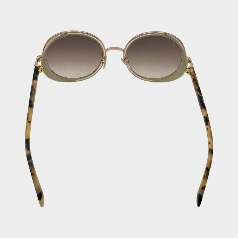 Cutler & Gross women's rose gold and silver round sunglasses