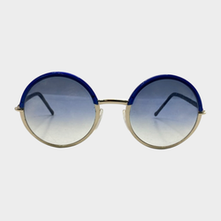 Cutler & Gross women's blue and gold round sunglasses