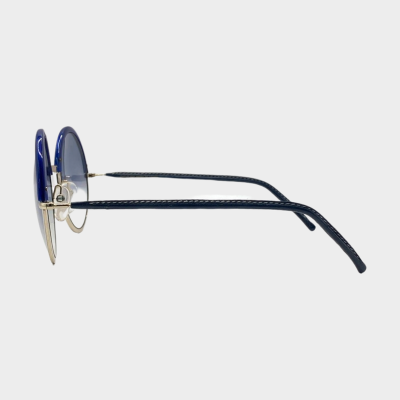 Cutler & Gross women's blue and gold round sunglasses