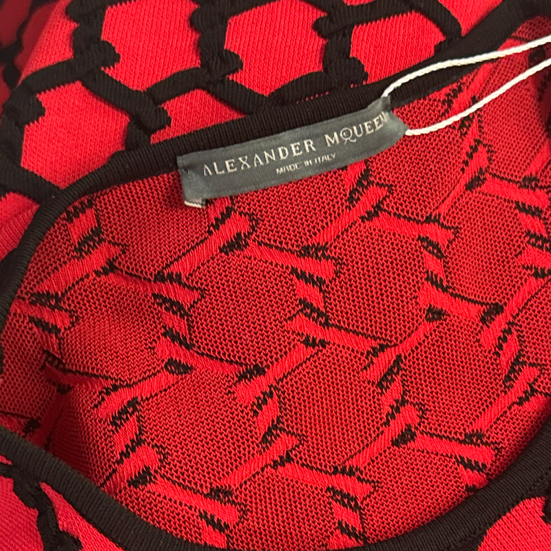 Alexander McQueen Red and Black geometric pattern viscose Dress