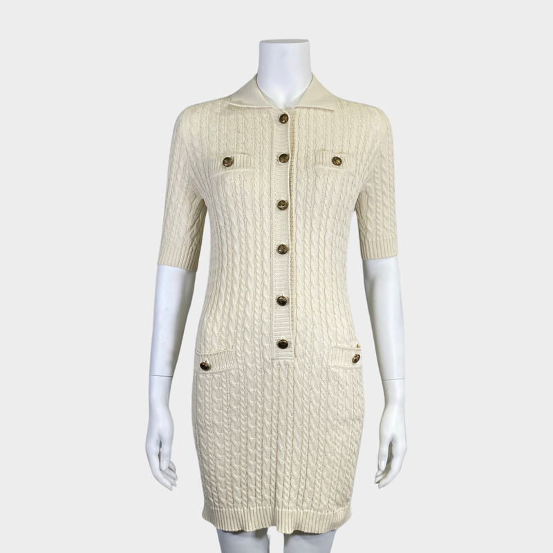 Prada ecru knitted cotton mini dress