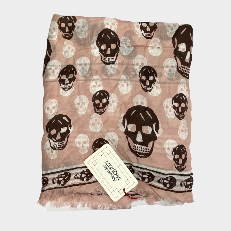 Alexander Mcqueen unisex pink modal skull print scarf