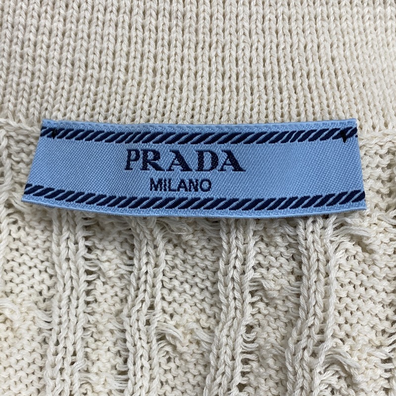 Prada ecru knitted cotton mini dress