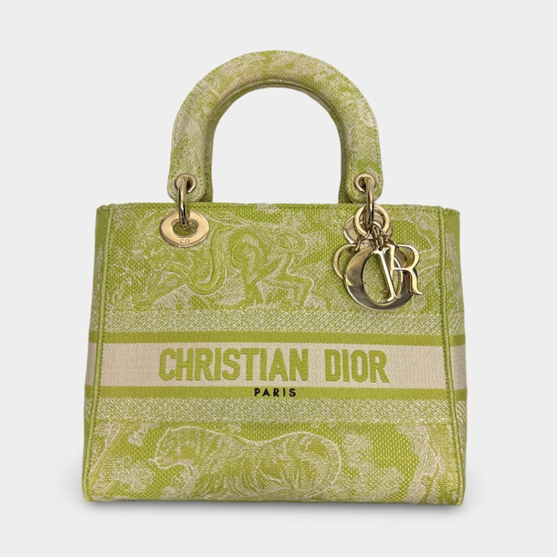 Christian Dior Women's Lady D-Lite Green Cloth Bag