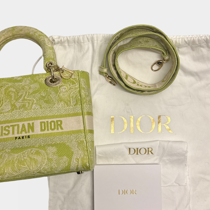 Christian Dior Women's Lady D-Lite Green Cloth Bag