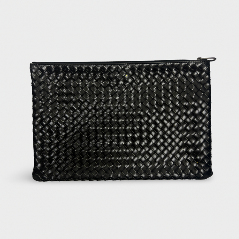Bottega Veneta Women's Intrecciato Black Leather Clutch