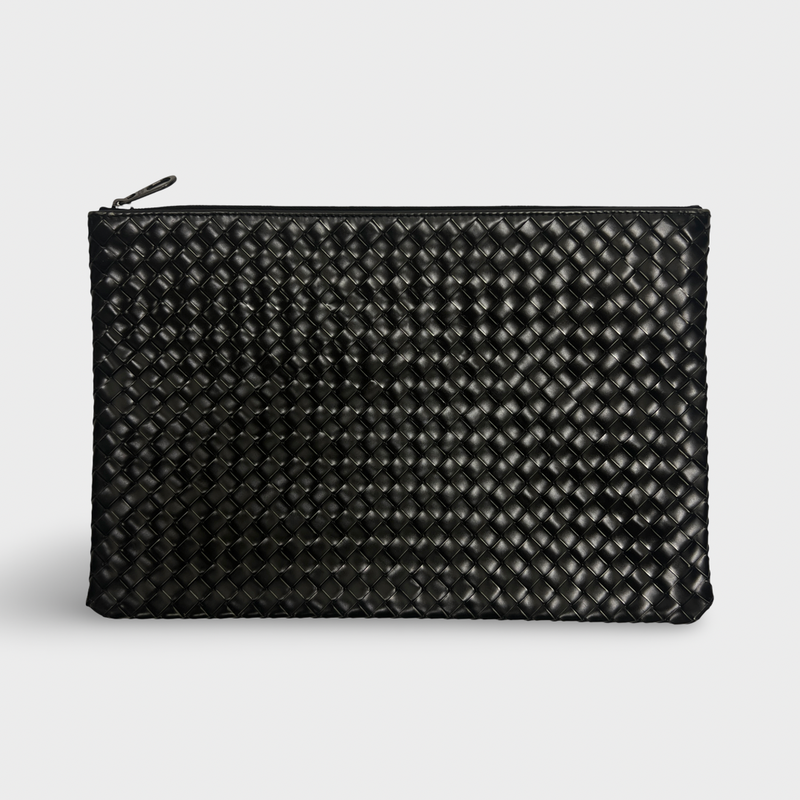 Bottega Veneta Women's Intrecciato Black Leather Clutch