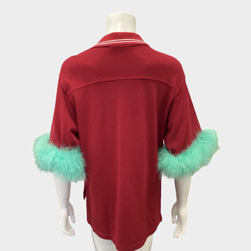 Gucci women's oversized red cotton 'Marabou' shirt
