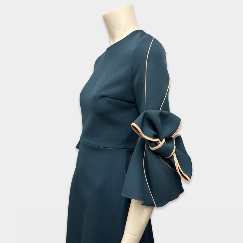 Roksanda Women's Teal Dress With Bell Sleeves And Bows
